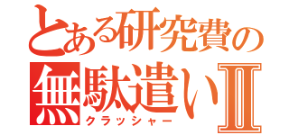 とある研究費の無駄遣いⅡ（クラッシャー）