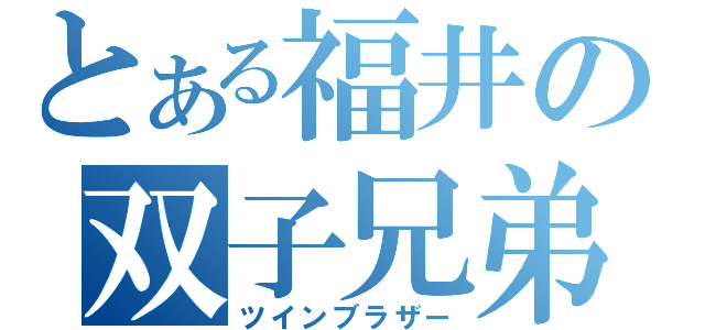 とある福井の双子兄弟（ツインブラザー）