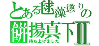 とある毬藻懲りの餠揚真下Ⅱ（持ち上げました）