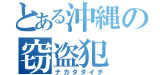 とある沖縄の窃盗犯（ナカタダイチ）