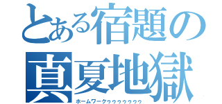 とある宿題の真夏地獄（ホームワークゥゥゥゥゥゥゥ）