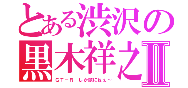 とある渋沢の黒木祥之Ⅱ（ＧＴ－Ｒ しか頭にねぇ～）