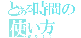 とある時間の使い方（寝る！！）