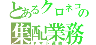 とあるクロネコの集配業務（ヤマト運輸）