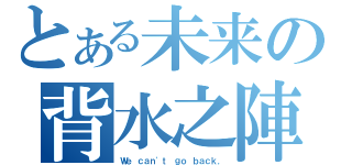 とある未来の背水之陣（Ｗｅ ｃａｎ\'ｔ ｇｏ ｂａｃｋ．）