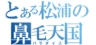 とある松浦の鼻毛天国（パラダイス）