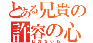 とある兄貴の許容の心（仕方ないね）