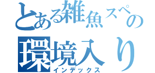 とある雑魚スペの環境入り（インデックス）