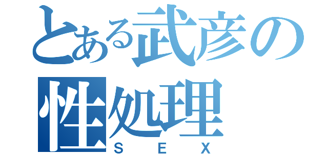 とある武彦の性処理（ＳＥＸ）